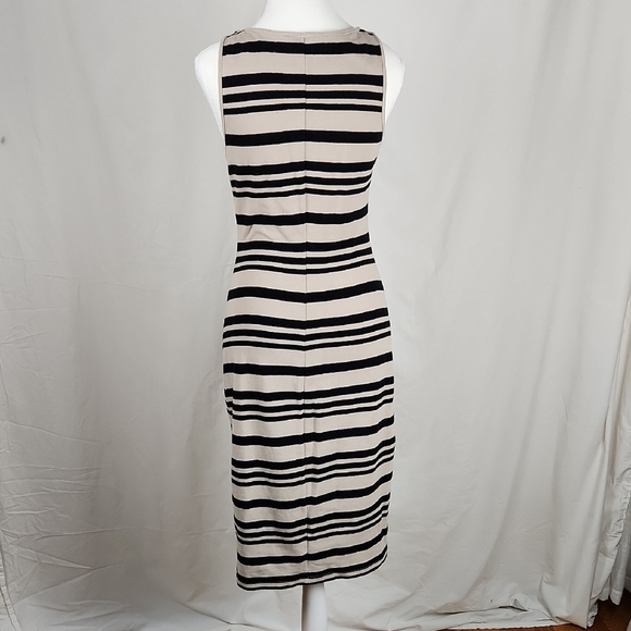 Old Navy Black and White V-Neck Sheath Midi Dress - Picture 2 of 8